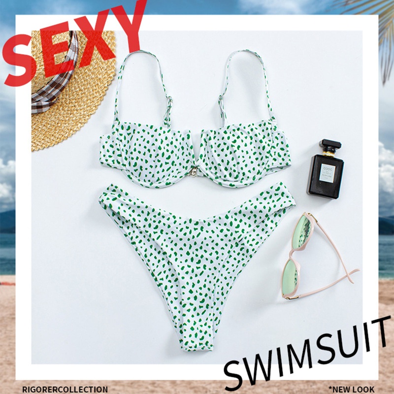 Bộ Bikini 2 Mảnh Họa Tiết Chấm Bi Gợi Cảm Cho Nữ