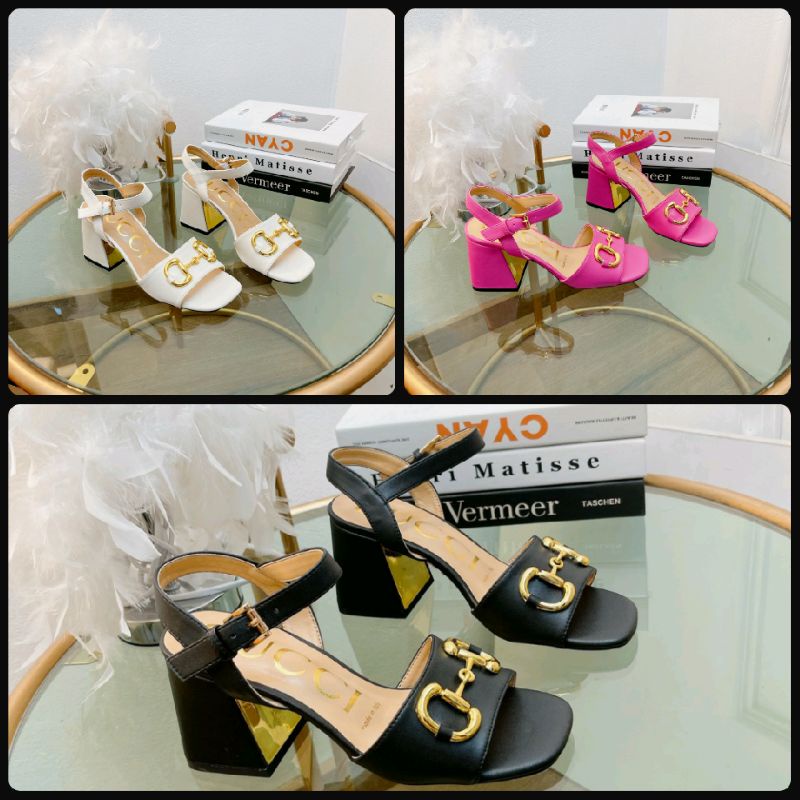 Giày sandal cao gót vuông Gucci Fullbox