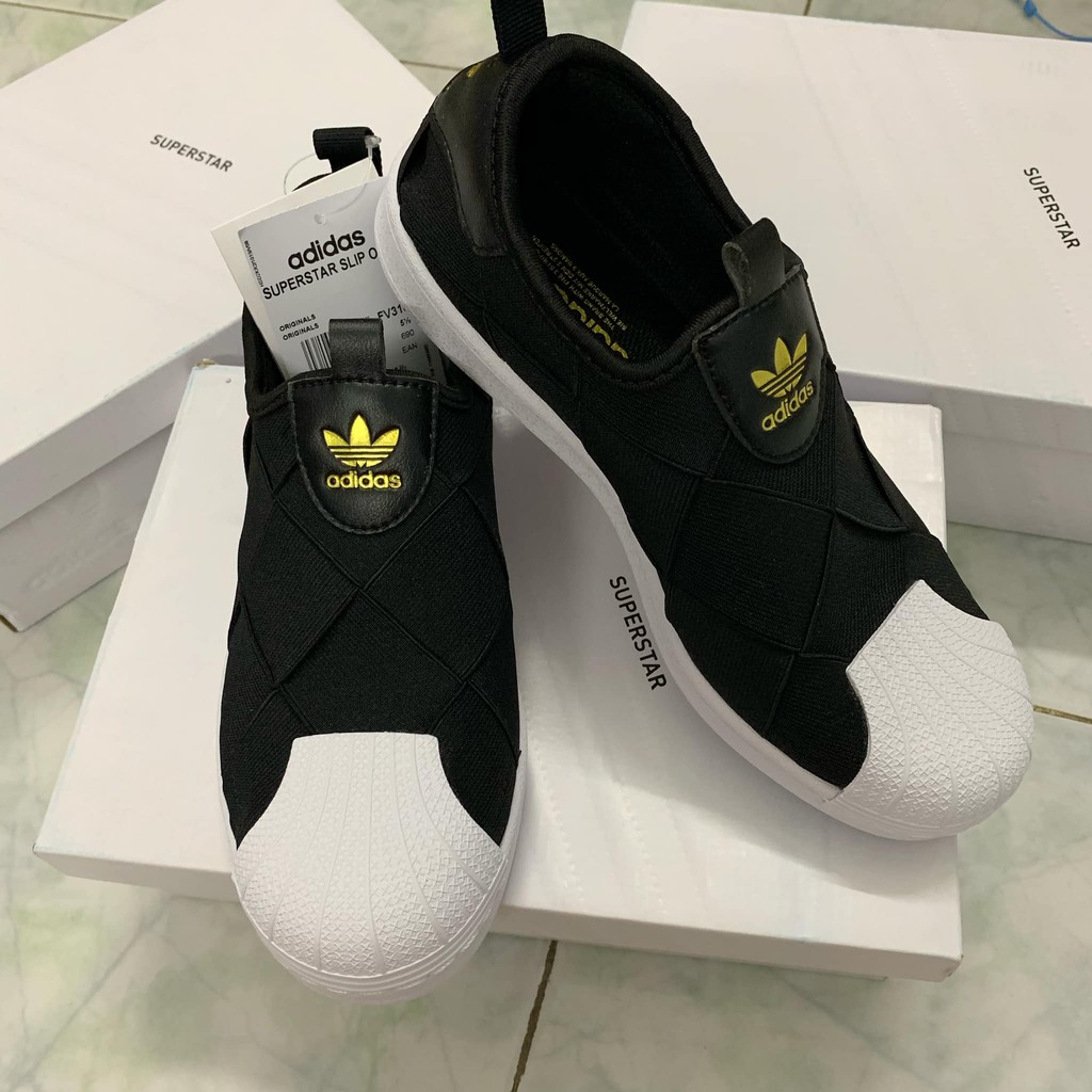 Giày Nữ Sneaker Adidas 🔴FREESHIP🔴 Adidas Superstar Slip On W Core Black Gold - Giày Thể Thao Nữ Adidas Chính Hãng 2021