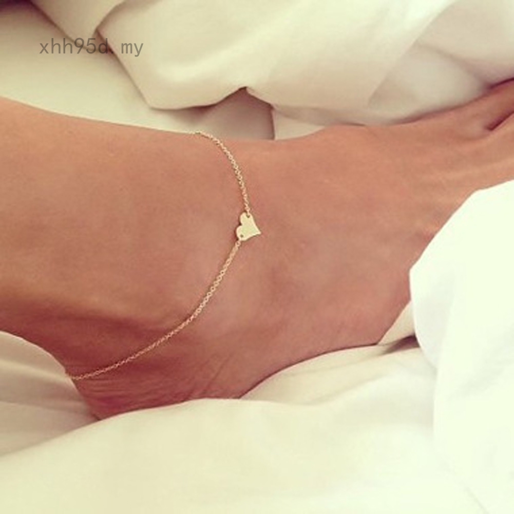 Lắc chân phối mặt hình trái tim đáng yêu phong cách Vintage cho bạn gái