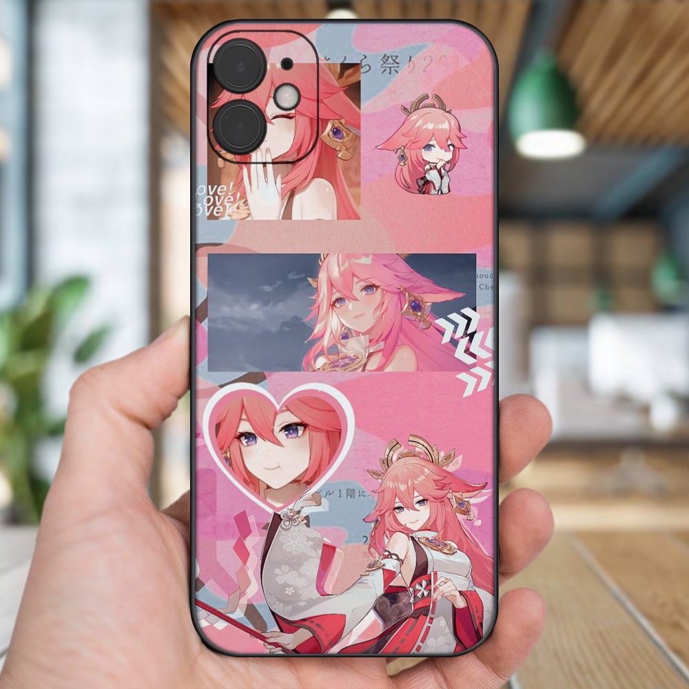 Ốp lưng iPhone 11 dẻo đen cạnh vuông in hình Yae Miko Genshin Impact