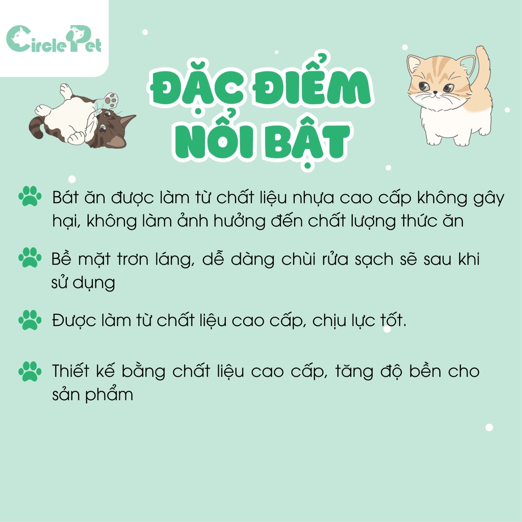 Bát Ăn Đôi Cho Thú Cưng Pian Pian Có Tay Cầm Đế Chống Trơn Trượt Nhiều Màu Sắc - Circle Pet