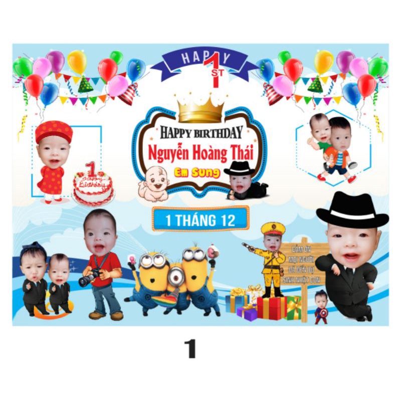 Phông trang trí sinh nhật cho bé - free thiết kế theo yêu cầu