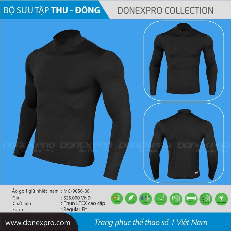 {HÀNG CHÍNH HÃNG} Áo Nhiệt Nam DONEXPRO màu trắng mã sản phẩm MC9056-05 và màu đen mã sản phẩm MC 9056-08