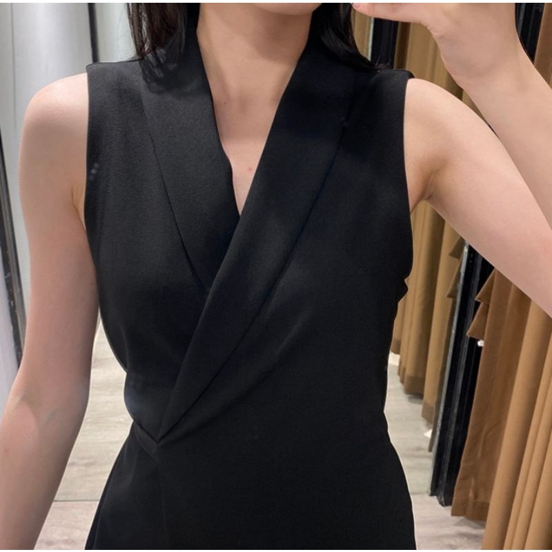 Áo gile dáng dài vạt chéo ZR