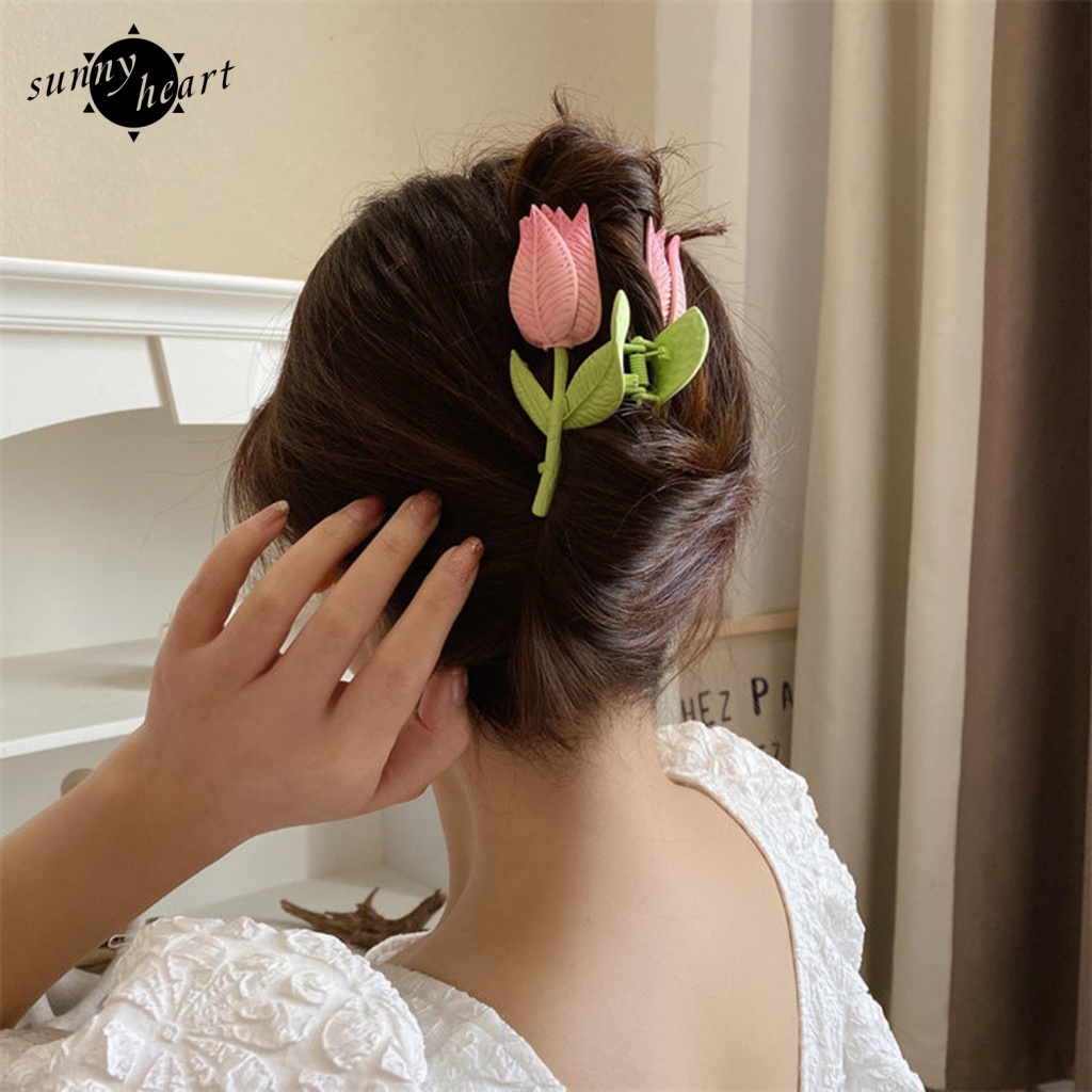 Kẹp Tóc Hình Hoa Tulip Bằng Nhựa Đa Năng Thời Trang Cho Nữ
