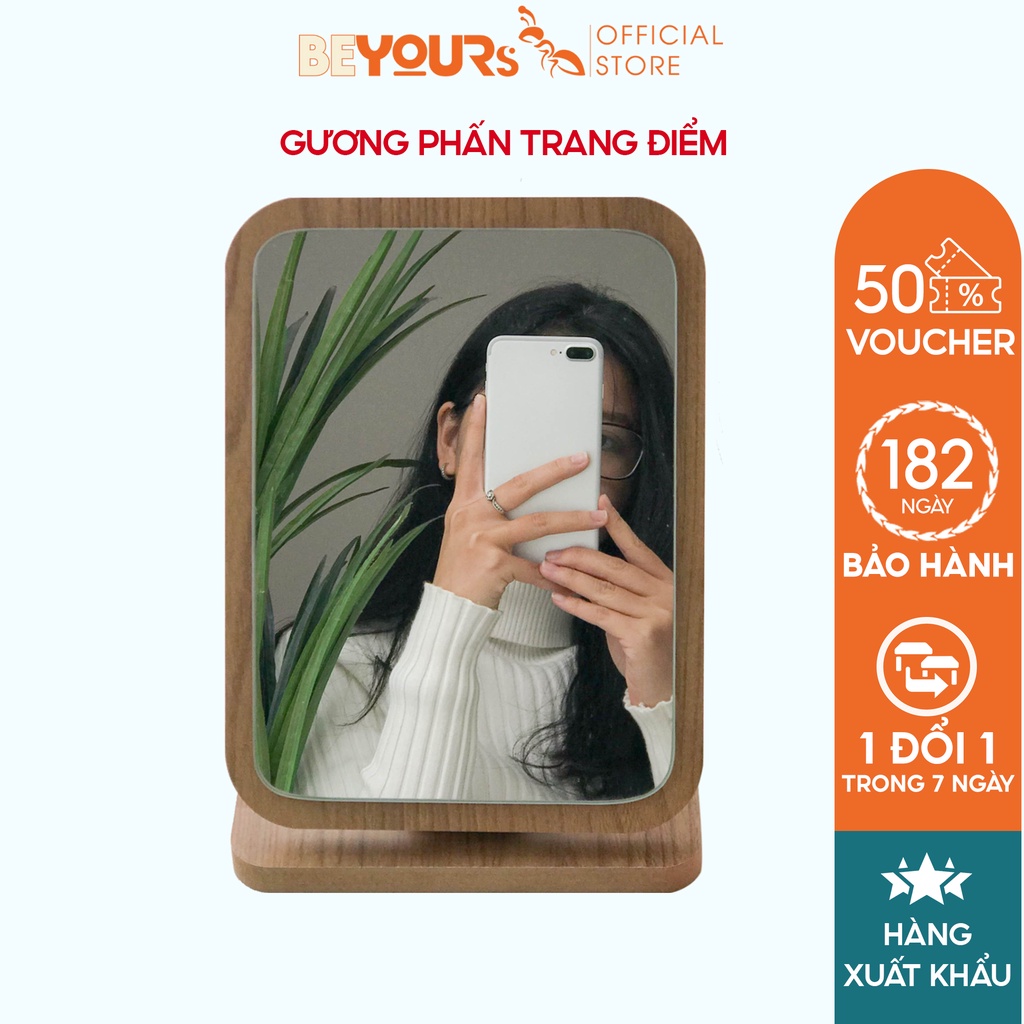 Gương Soi Để Bàn Trang Điểm Gỗ Mini BEYOURs PhấnMirror Đẹp Nội Thất Decor Phòng Ngủ