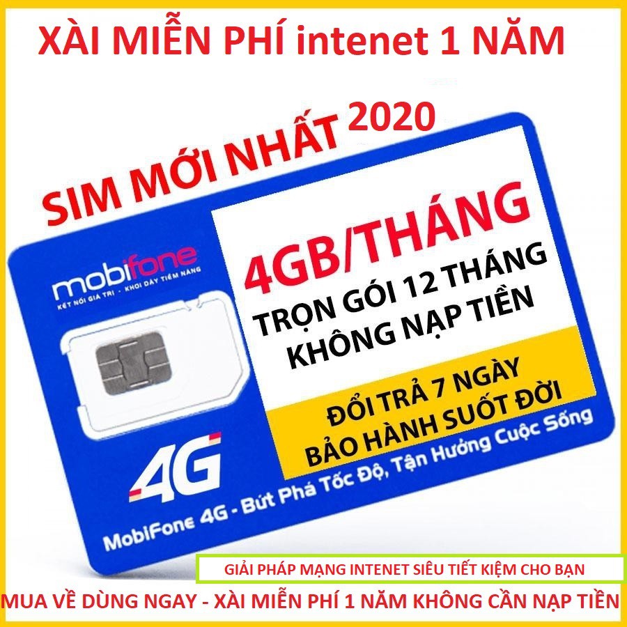 SIM 4G TRỌN GÓI 1 NĂM KHÔNG NẠP TIỀN ( SIÊU RẺ )