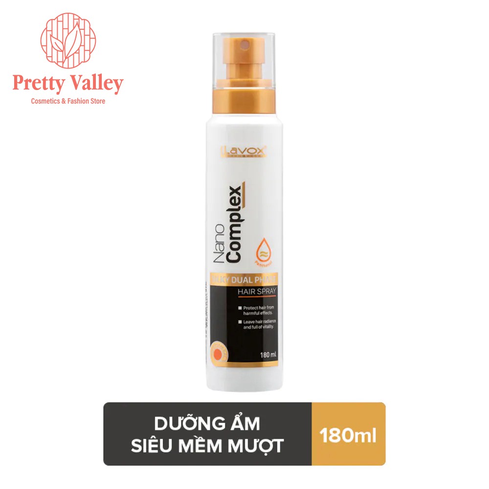 Xịt dưỡng ẩm tóc Lavox Nano Complex Silky Dual Phase Hair Spray siêu mềm mượt 180ml - Pretty Valley Store