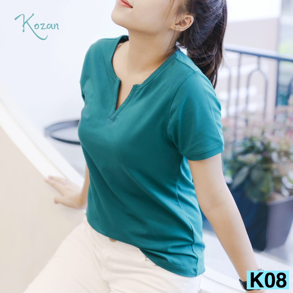 Áo thun cổ chìa khóa - Xanh cổ vịt