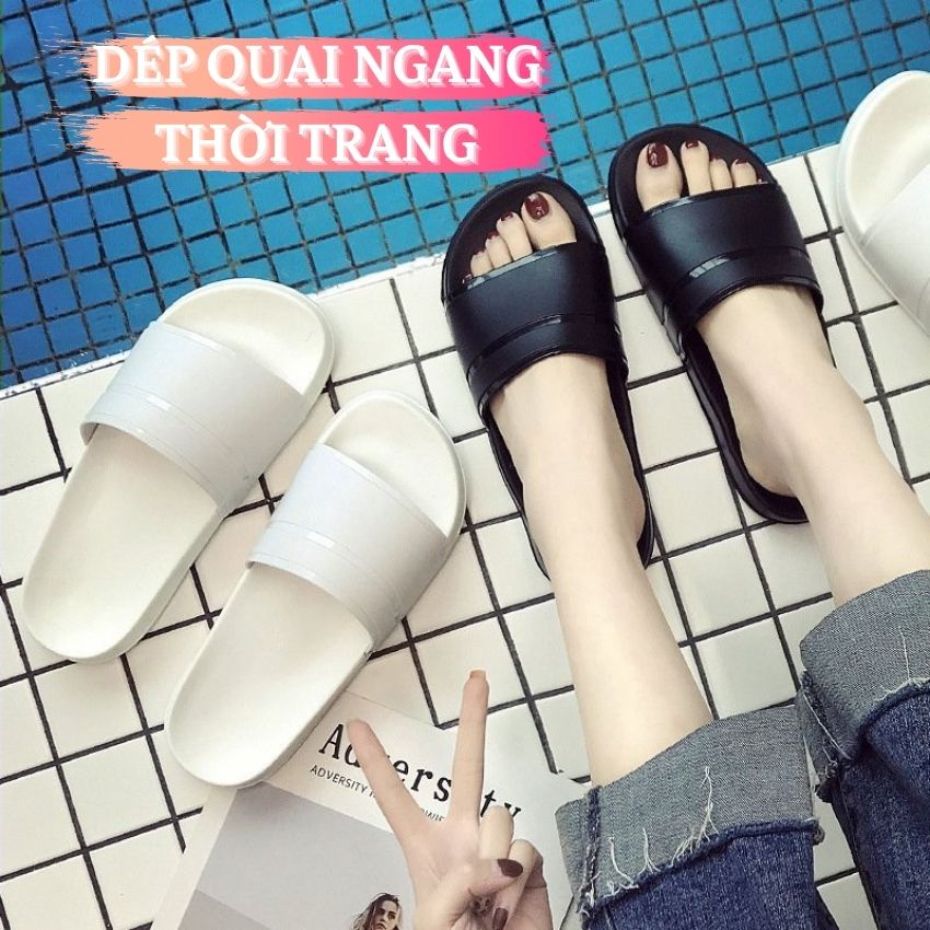 Dép Quai Ngang Nam Nữ Thời Trang Đế Cao Su Đúc Nguyên Khối Đàn Hồi Êm Chân Đủ Size
