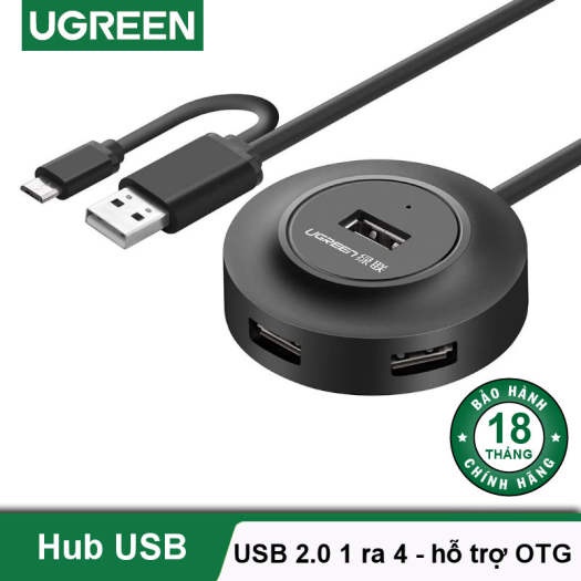 Hub Chia USB 2.0 1 ra 4 + OTG Cao Cấp Ugreen 20278 20271 Chính Hãng CR106