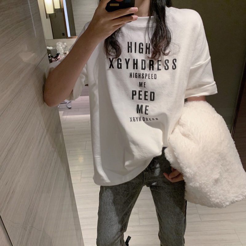 Áo thun ngắn tay in chữ thời trang mùa hè dành cho nữ