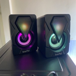 Loa vi tính máy tính mini laptop LED 7 màu E-1046/ E-1053 để bàn bass giá rẻ PUKIGO L046