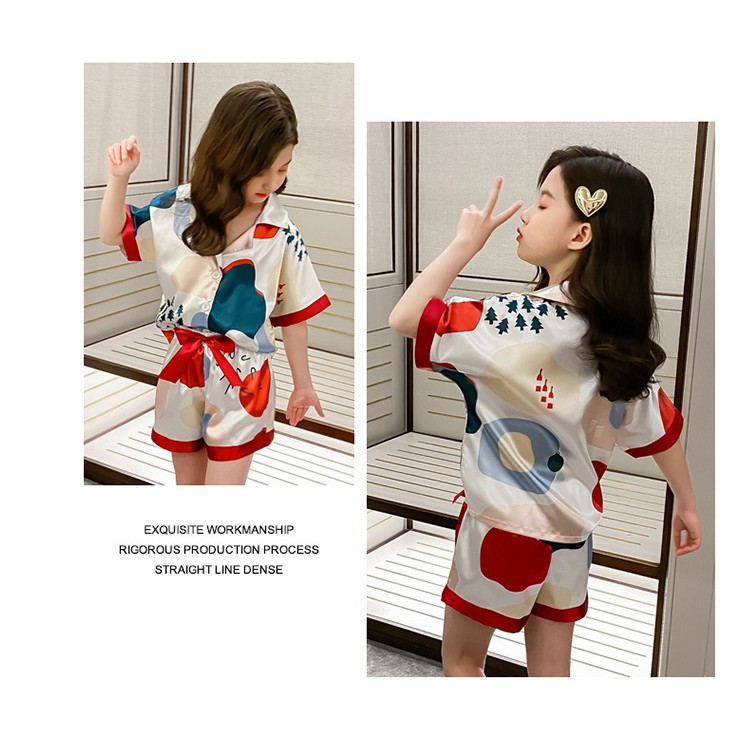 C276006 - Bộ pyjama bé gái chất lụa hàng nhập