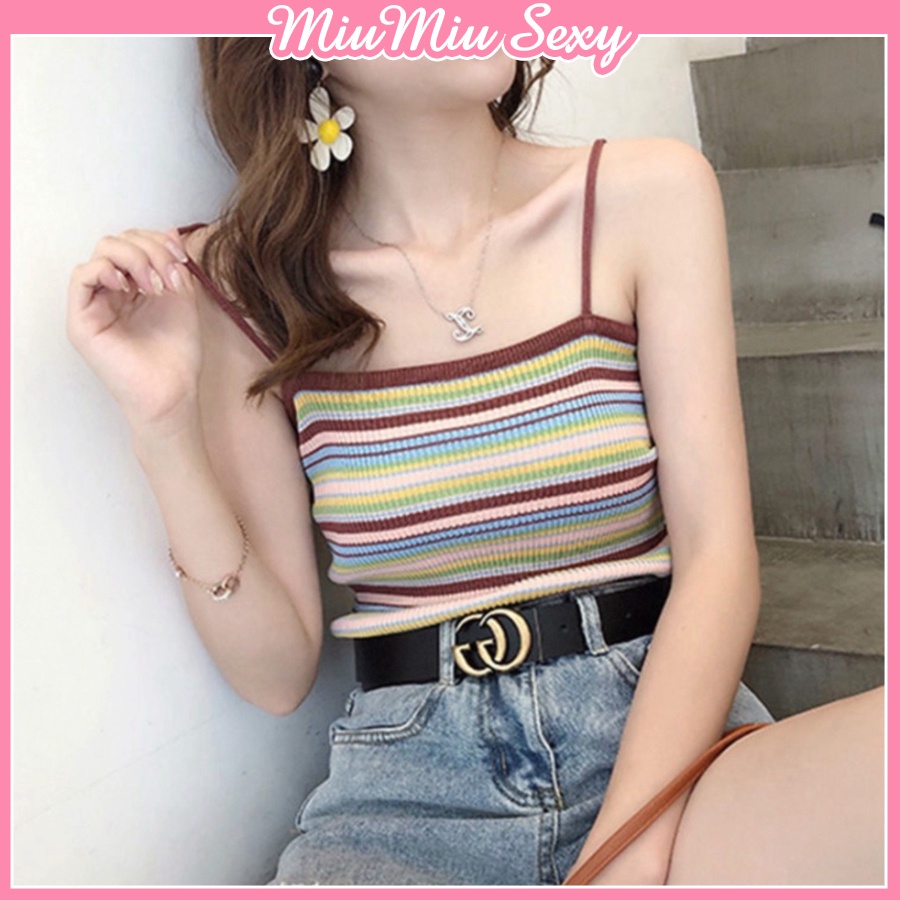 Áo 2 dây bún len tăm kẻ ngang