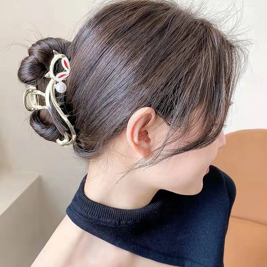 Kẹp Tóc Móng Vuốt Lớn Màu Vàng Kim Hình Cáo Cá Tính Thời Trang Hàn Quốc