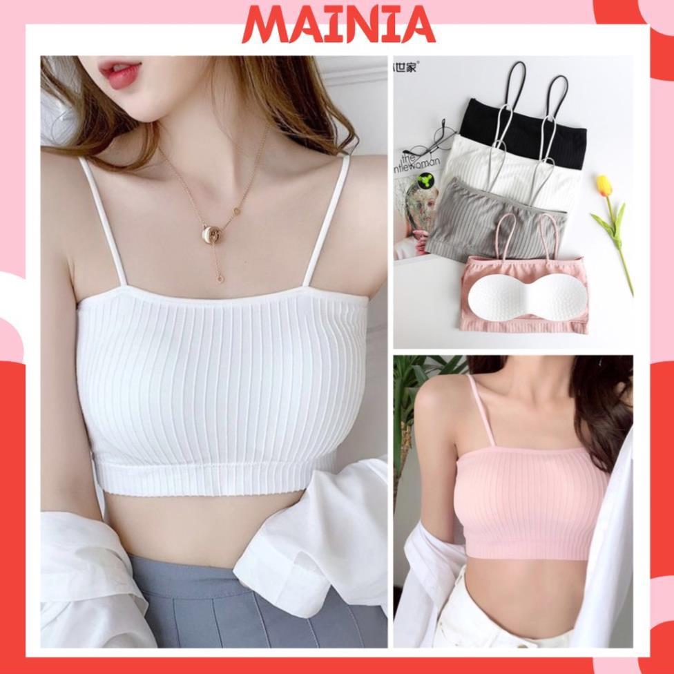 Áo Lót Bra Quây Hai Dây Chất Cotton Co Giãn Mặc Cực Mát Thoải Mái Áo Tập Gym Yoga Loại 1 Mainia Shop ་