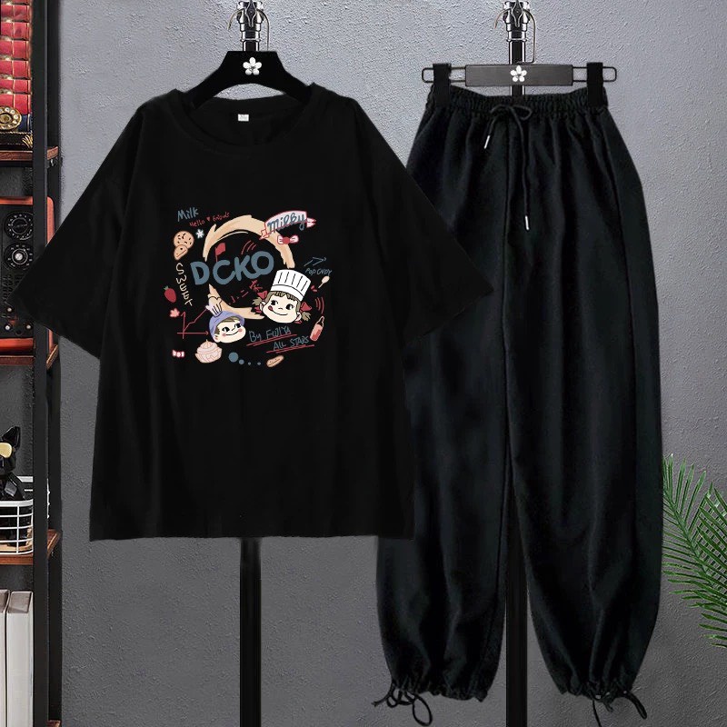 Sét Áo DCKO + quần bom chun, Áo thun from rộng, Chất đẹp không xù, quần suông ống rộng, Sét bộ mặc ở nhà - MODY