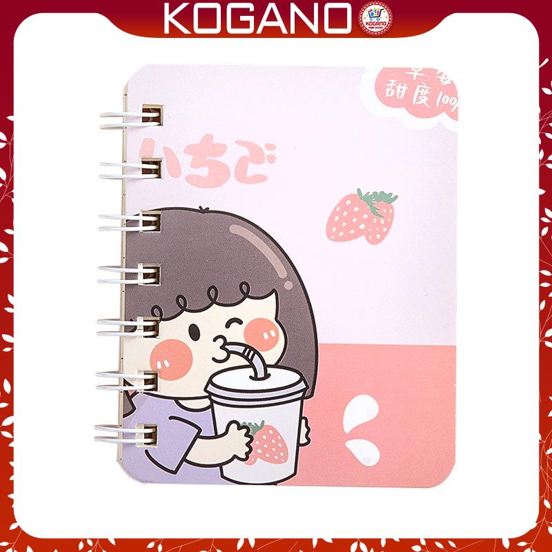 Sổ tay mini KOGANO sổ còng ghi chú A7 họa tiết cute dễ thương nhiều màu SN-001375