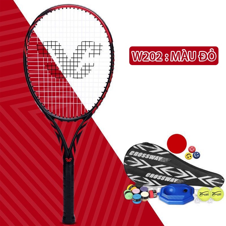 Vợt tennis sợi carbon cao cấp W202 chuyên nghiệp quà tặng phụ kiện kèm đế bóng tập luyện