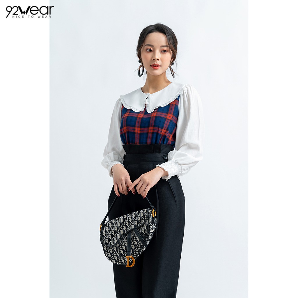 Quần baggy nữ cạp cao gấp ly QAW0680 - 92WEAR | BigBuy360 - bigbuy360.vn