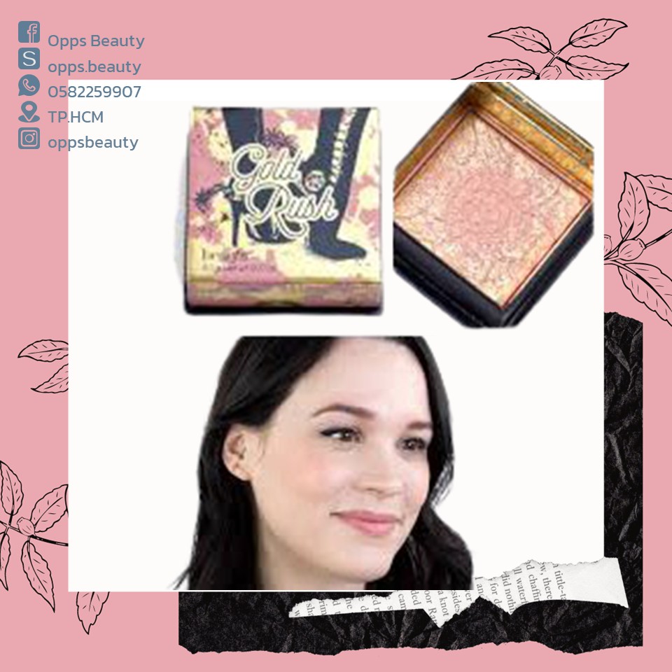 Phấn má hồng có nhũ BENEFIT Gold Rush Warm Golden-Nectar Blush