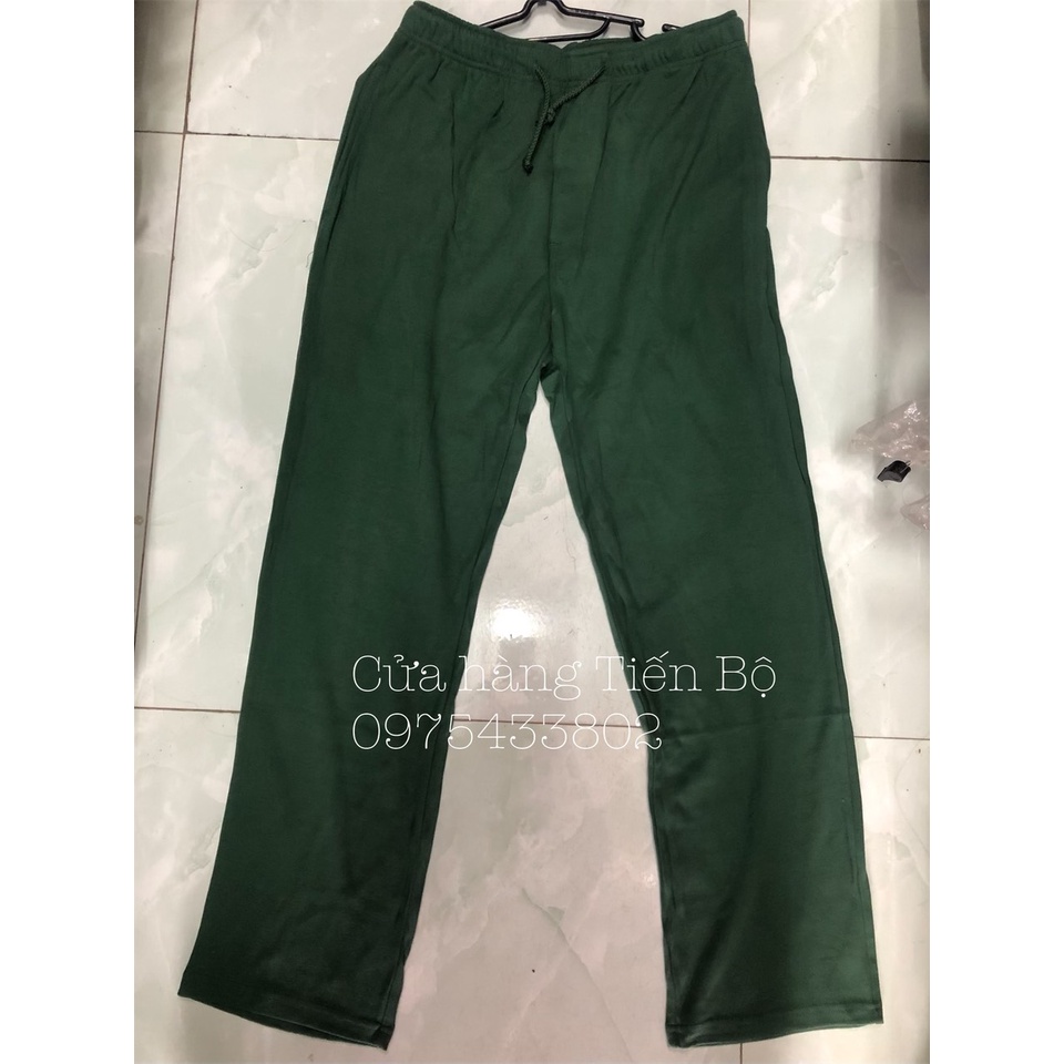 Bộ quần áo thun dài tay thu đông giữ ấm dành cho nam màu xanh lá