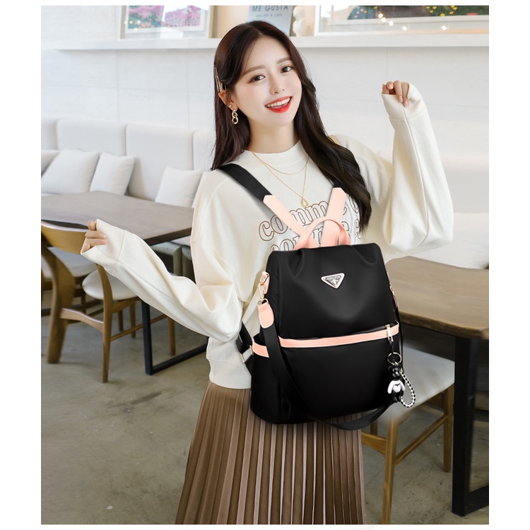 Ba Lô Chống Trộm Bằng Vải Oxford Màu Sắc Tương Phản Phong Cách Hàn Quốc Dành Cho Nữ