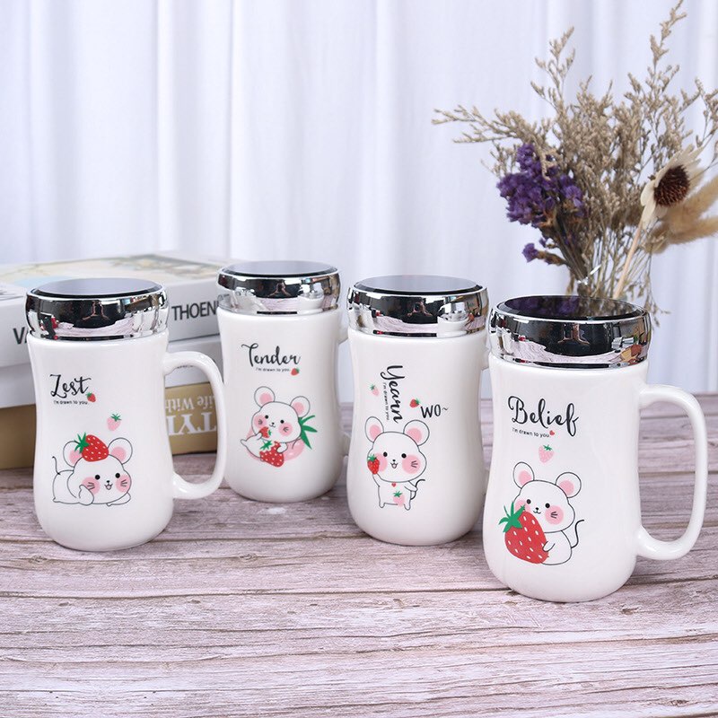 Cốc sứ nắp gương giữ nhiệt có quai cầm nhiều nhiều hình