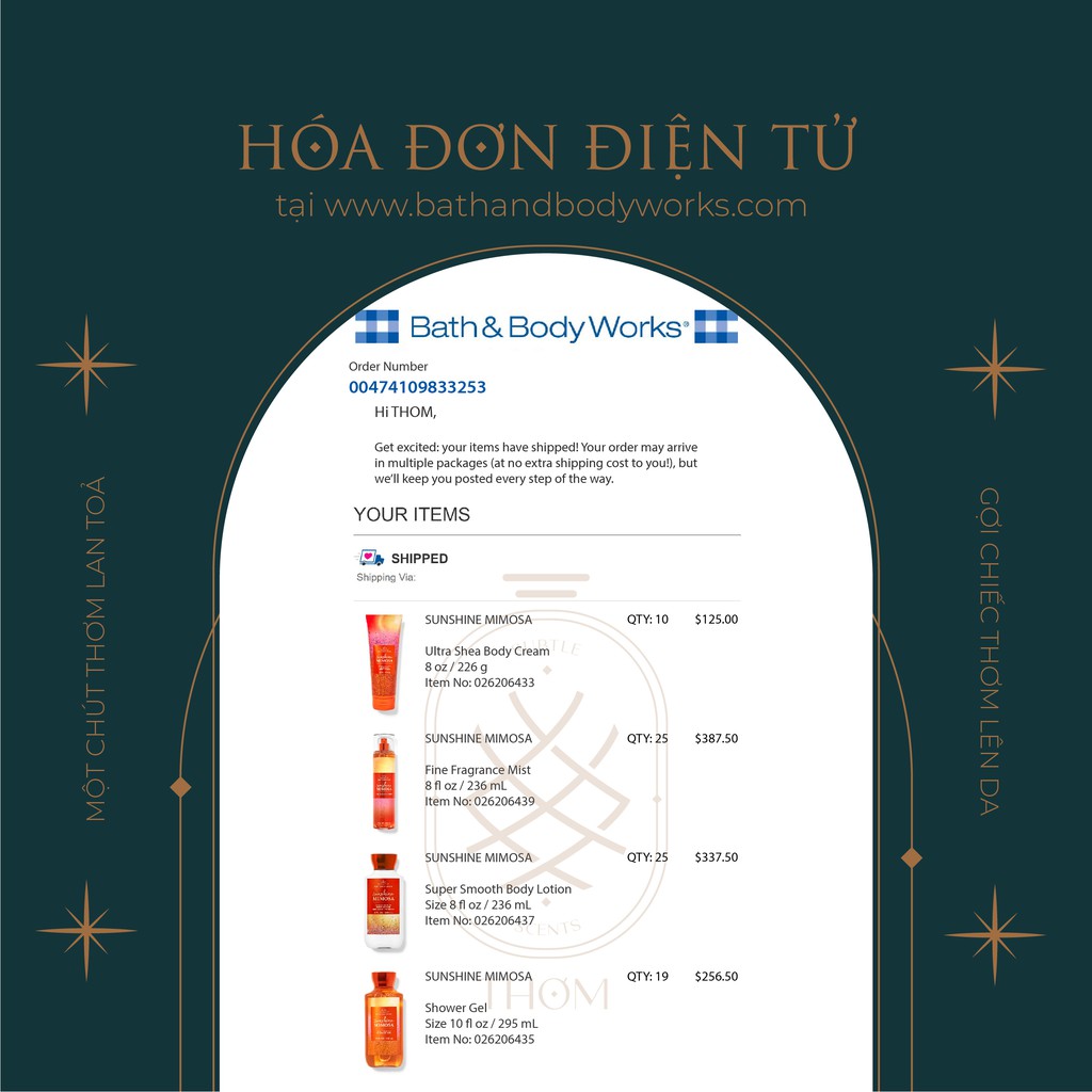 SUNSHINE MIMOSA | Sản Phẩm Tắm Dưỡng Xịt Thơm Toàn Thân Bath &amp; Body Works
