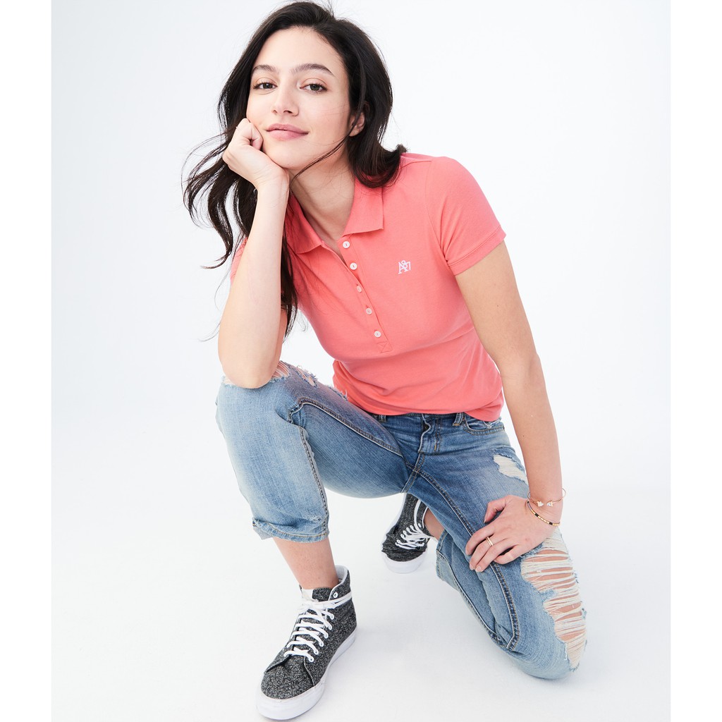 ÁO Aeropostale NỮ CÓ CỔ SIZE S MÀU CAM - CHÍNH HÃNG TỪ MỸ