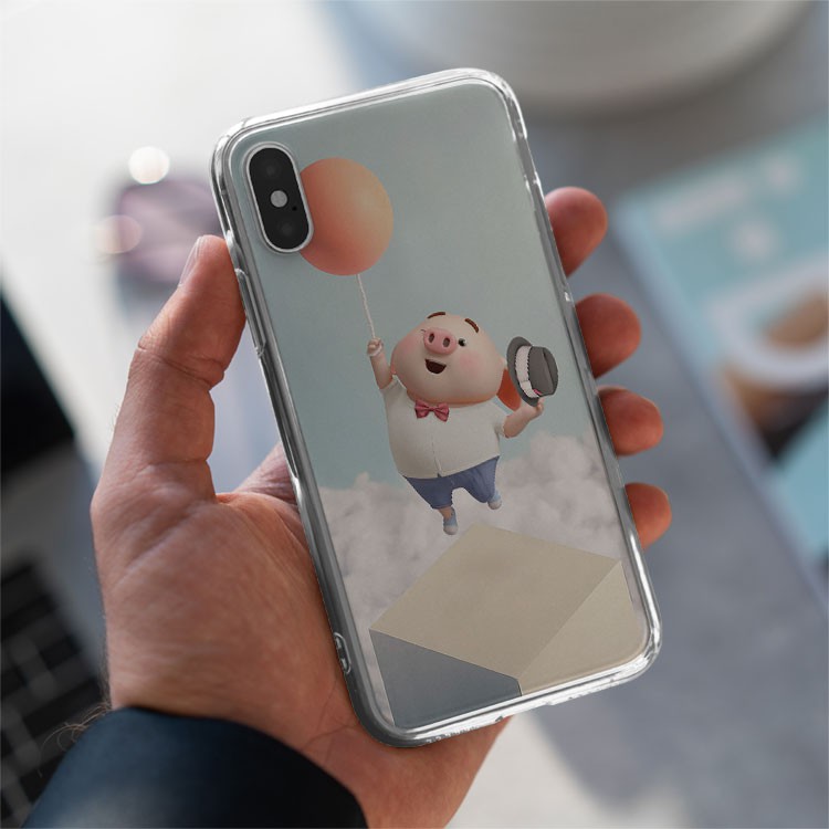 Ốp lưng lợn con biểu diễn ảo thuật Iphone 7/7Plus/8/8Plus/X/Xs/Xs Max/11/11 Promax/12/12 Promax PIG20210016