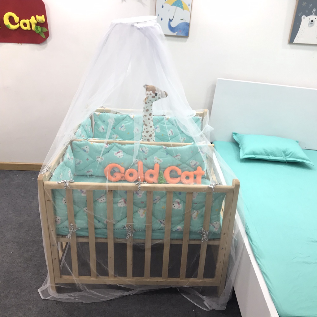 Nôi Cũi Giường Chống Trào Ngược Cho Bé Sinh Đôi GOLDCAT Có Vách Ngăn Chất Liệu Gỗ Quế Tự Nhiên Chống Mối Mọt