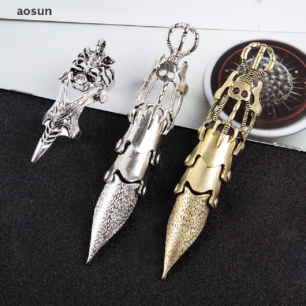 Aosun Nhẫn Đeo Khớp Ngón Tay Hình Móng Vuốt Dài Bằng Kim Loại Hóa Trang Punk Cho Nam