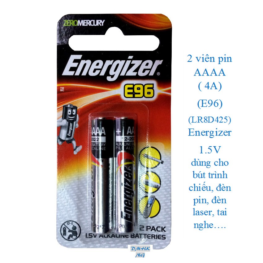 Vĩ 2 viên pin AAAA ( 4A) Energizer Alkaline 1.5V