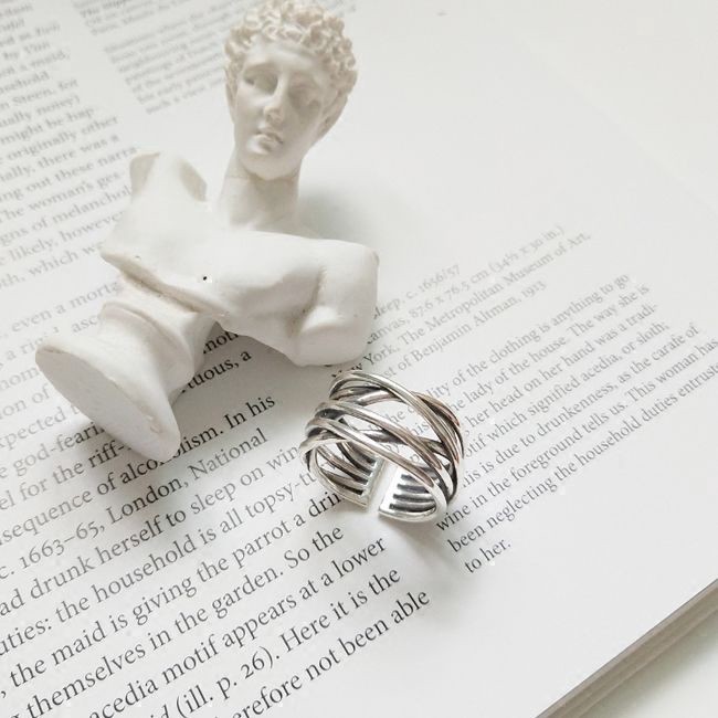 Nhẫn Hở Nhiều Lớp Phong Cách Hong Kong Cổ Điển Đơn Giản Thời Trang Unisex 23512