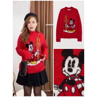 [ HM chính hãng ] Áo len đỏ mickey của nữ