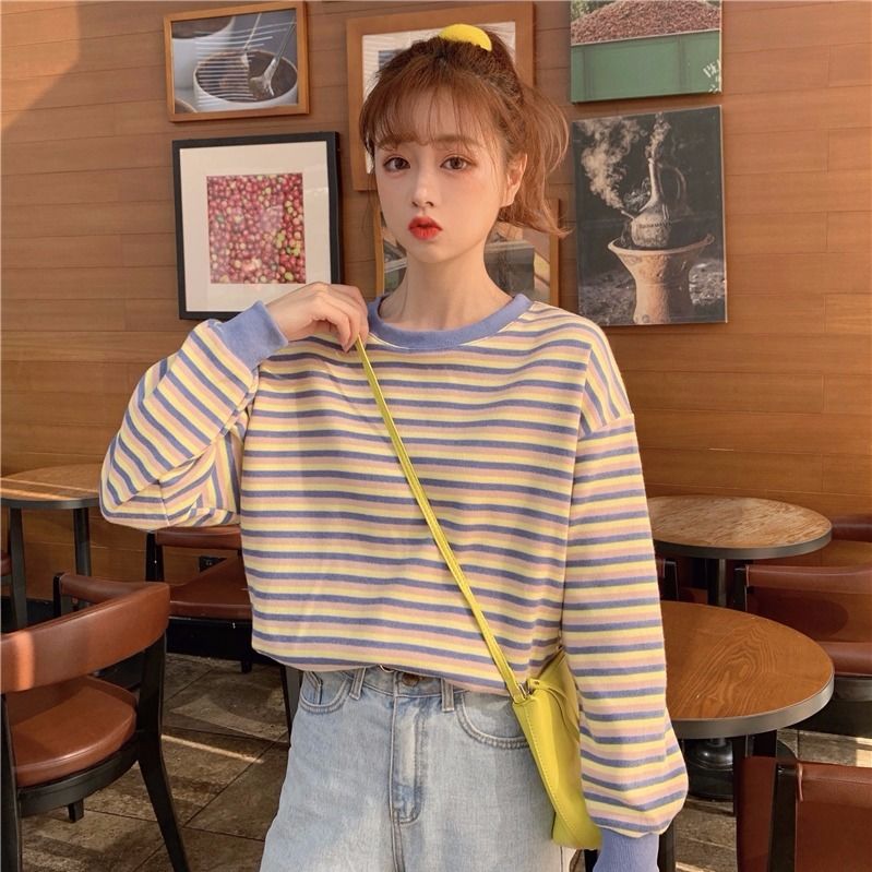 Áo thun tay dài phong cách Ulzzang thời trang Hàn Quốc dành cho bạn nữ