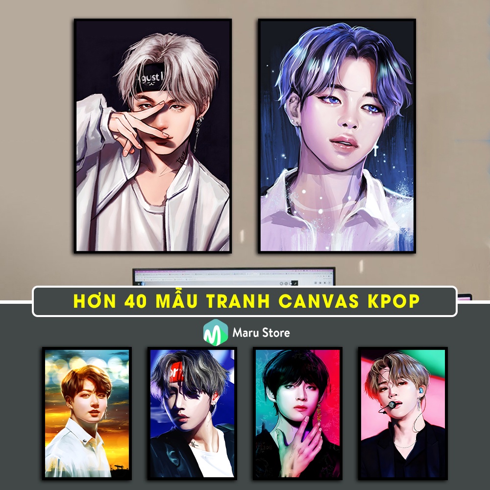 Tranh BTS Kpop Treo Tường Chất Liệu Canvas Có Khung Composite