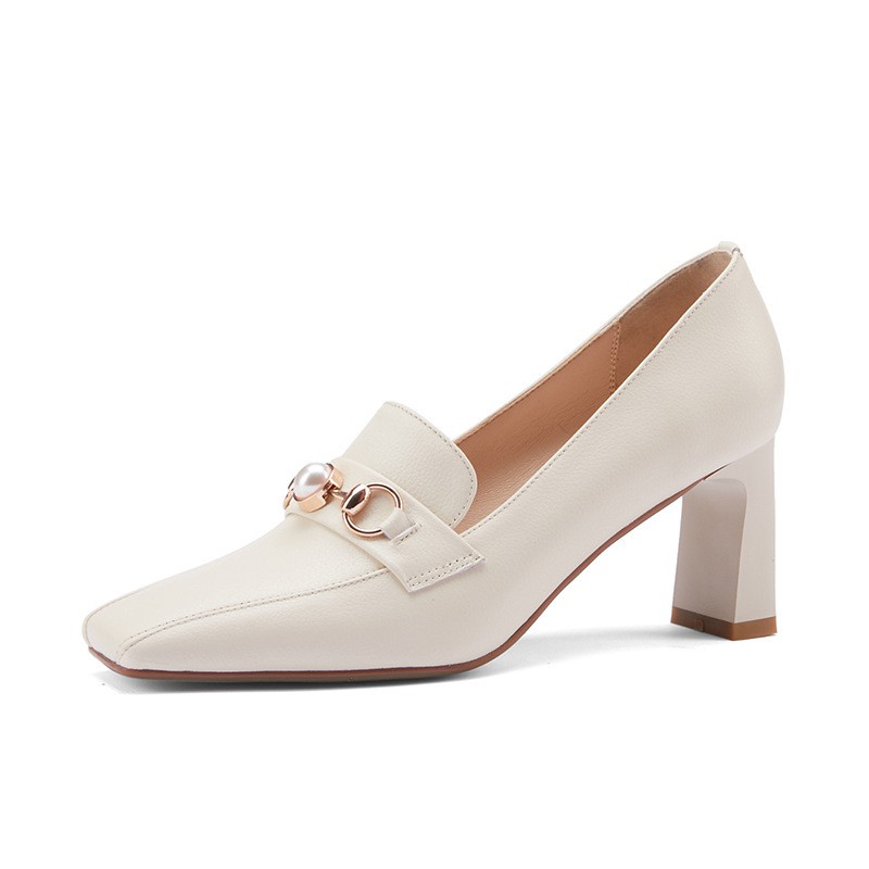 Giày cao gót gắn khóa kim loại / ngọc trai nhân tạo thời trang thanh lịch dành cho nữ