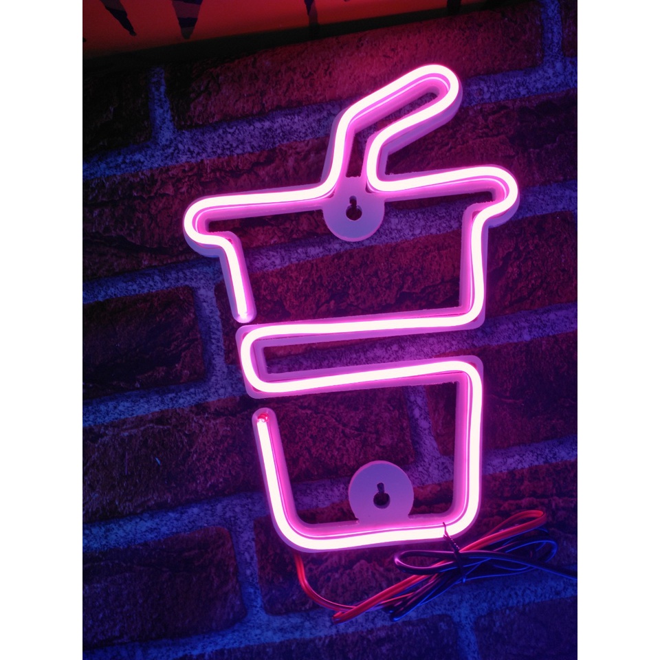 Đèn led neon trang trí, led neon cho phòng ngủ, phòng khách, quán xá,mẫu mini Trà sữa kích thước 18x25cm
