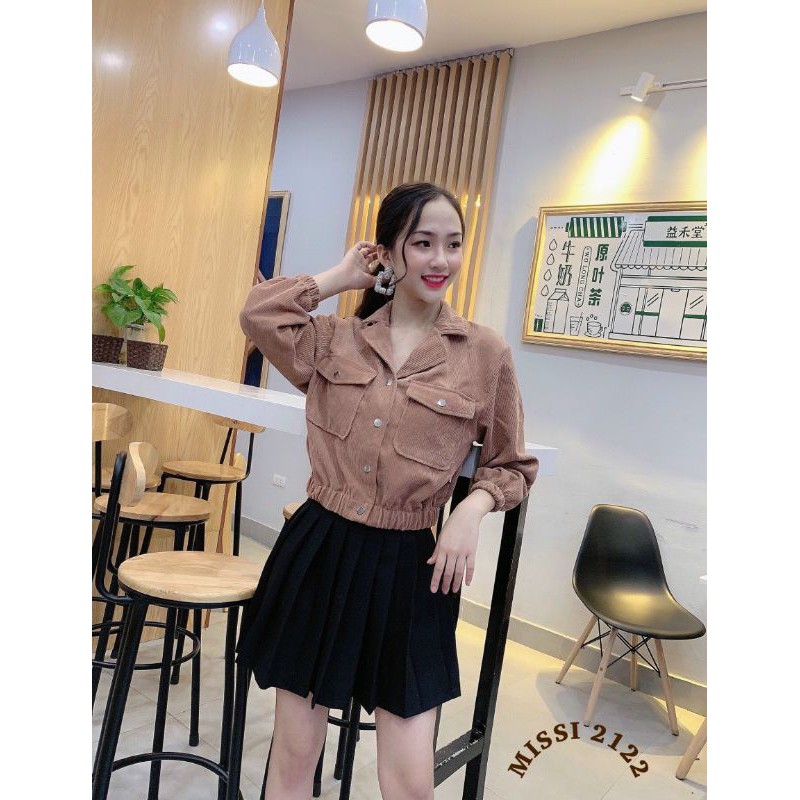 Áo khoác bomber nhung tăm cổ vest | BigBuy360 - bigbuy360.vn