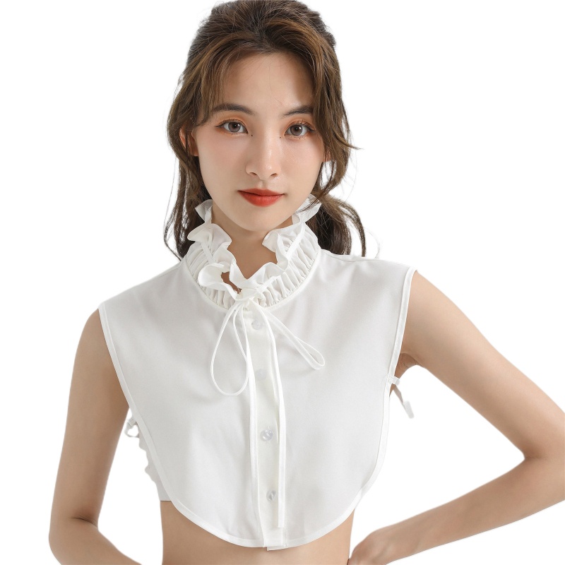 Mary Áo Sơ Mi Giả Cổ Đứng Cài Nút Có Thể Tháo Rời Và Dây Buộc