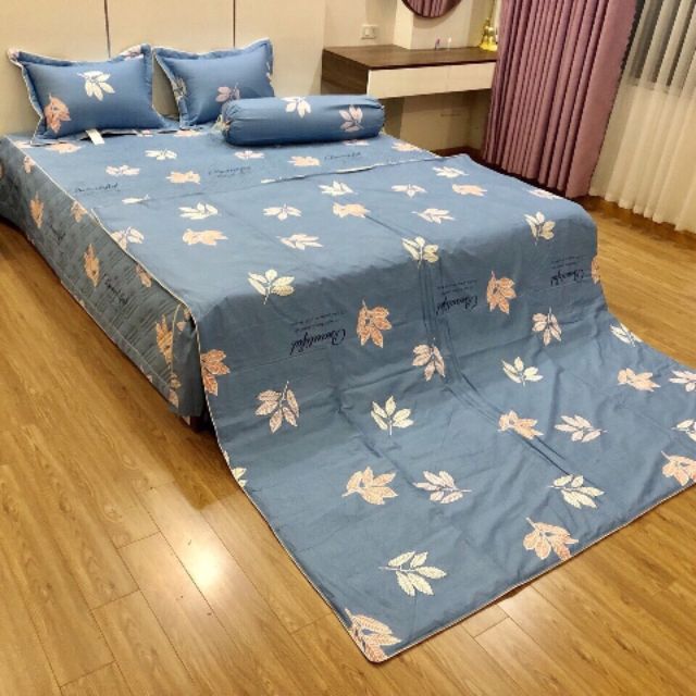 Bộ chăn ga chần phủ cotton lụa cao cấp
