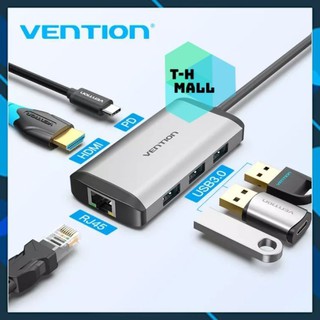 [Mã ELMS5 giảm 7% đơn 300K] Thiết bị 6 trong 1 Vention hub chuyển đổi USB Type C sang 4K HDMI, RJ45, USB 3.0, sạc PD