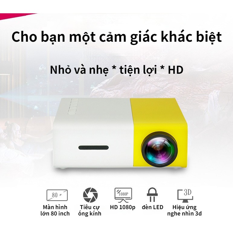 Điện thoại di động Máy chiếu mini Máy chiếu mini Máy chiếu di động Máy chiếu 1080p siêu nétMáy Chiếu Đèn LED Mini Thông Minh YG300 Full HD 1080p Cao Cấp Phiên Bản Mới