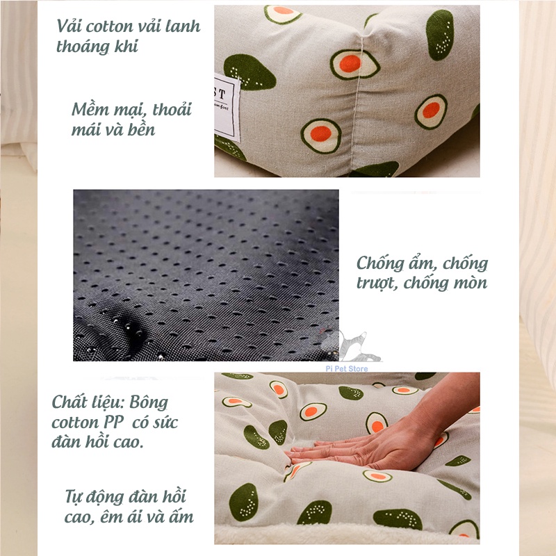 Đệm ấm cho chó mèo lót lông loại xịn. Nệm chữ nhật cho thú cưng chống xê dịch