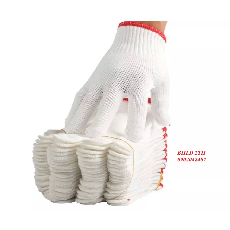 Găng tay bảo hộ lao động sợi poly 50g ôm sát, chống trượt, chống giãn, thao tác linh hoạt