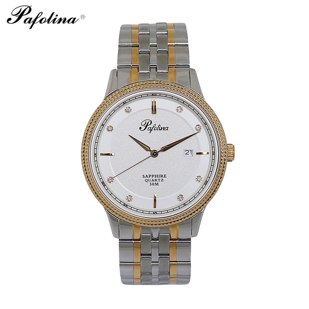 Đồng hồ nam Pafolina 5026M dây thép không gỉ , kính sapphire chống xước , chống nước 5atm , bảo hành 3 năm